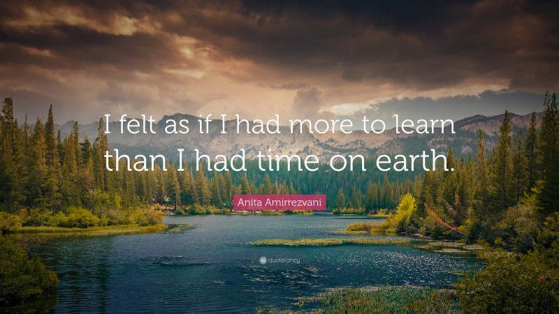 Anita Amirrezvani Quote: “I felt as if I had more to learn than I had time on earth.”