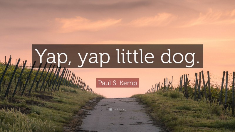 Paul S. Kemp Quote: “Yap, yap little dog.”