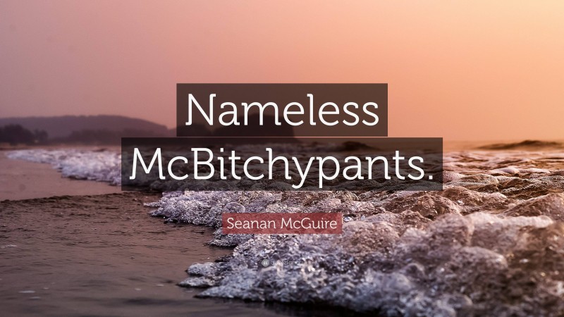 Seanan McGuire Quote: “Nameless McBitchypants.”
