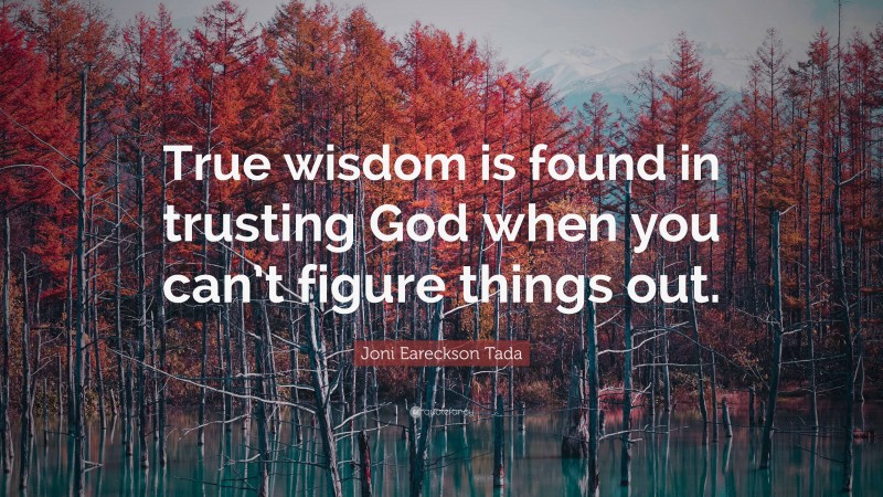Joni Eareckson Tada Quote: “True wisdom is found in trusting God when you can’t figure things out.”