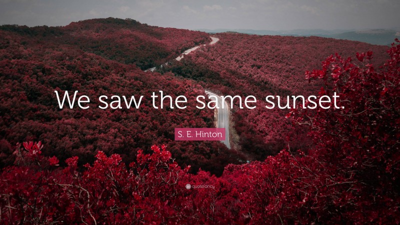 S. E. Hinton Quote: “We saw the same sunset.”