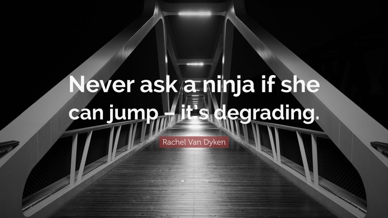 Rachel Van Dyken Quote: “Never ask a ninja if she can jump – it’s degrading.”