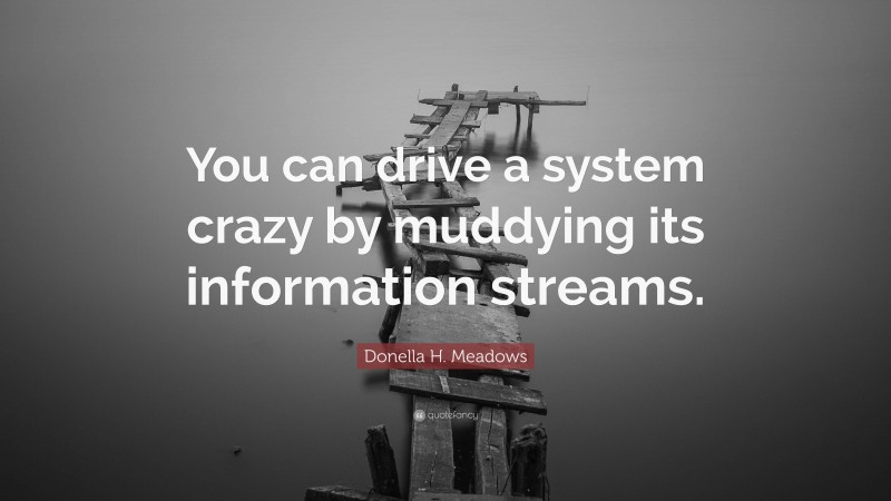 Donella H. Meadows Quote: “You can drive a system crazy by muddying its information streams.”