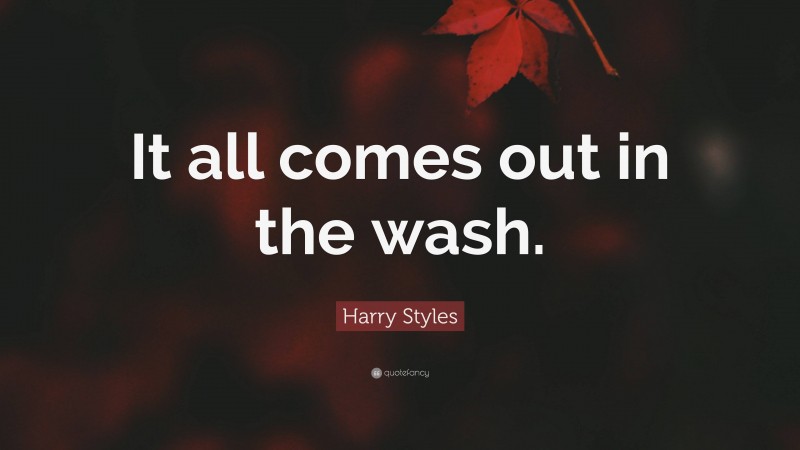 Harry Styles Quote: “It all comes out in the wash.”