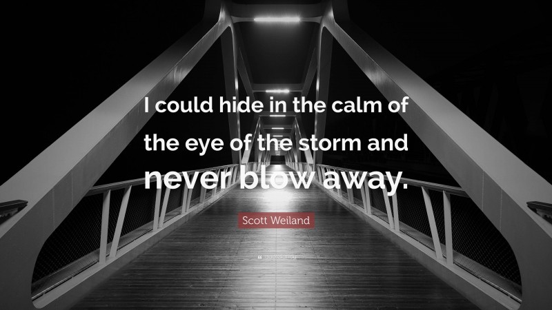 Scott Weiland Quote: “I could hide in the calm of the eye of the storm and never blow away.”