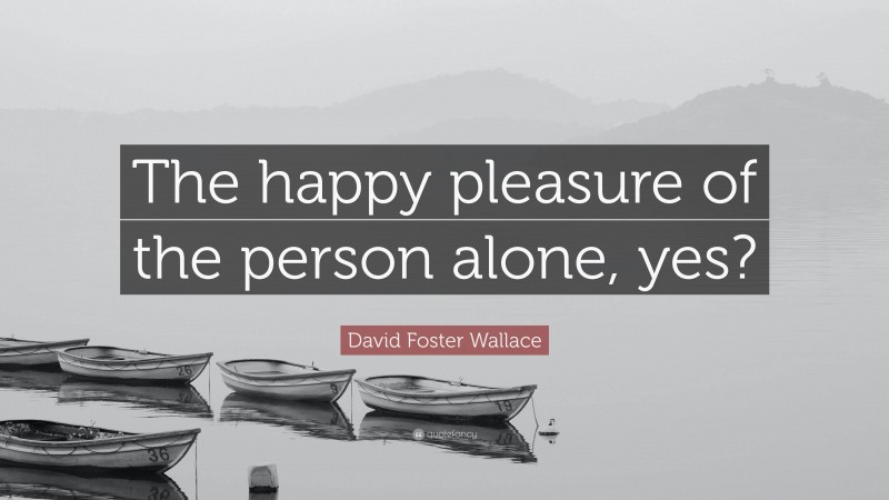 David Foster Wallace Quote: “The happy pleasure of the person alone, yes?”