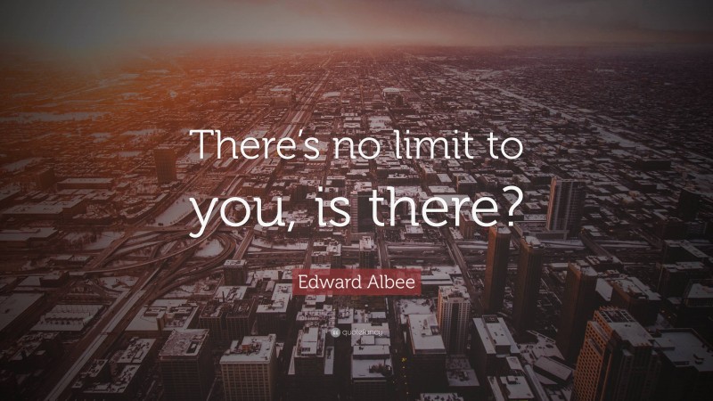 Edward Albee Quote: “There’s no limit to you, is there?”