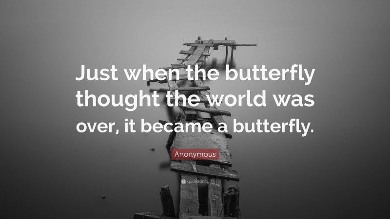 Anonymous Quote: “Just when the butterfly thought the world was over ...