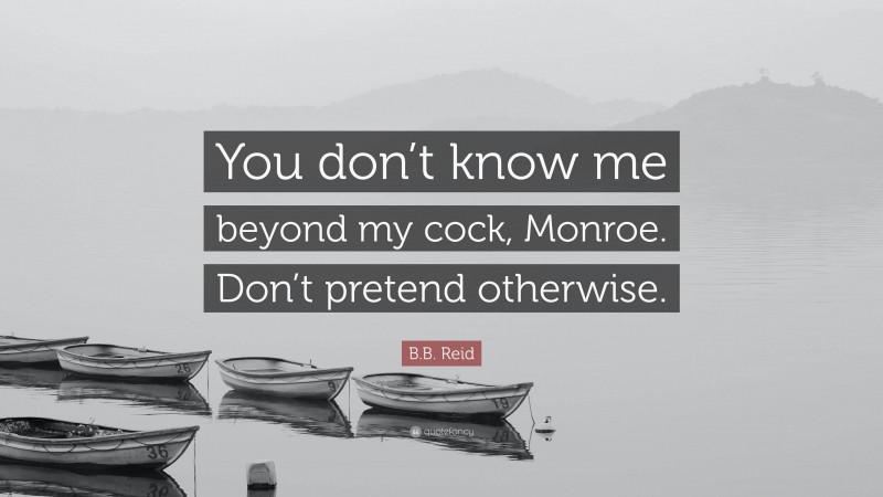 B.B. Reid Quote: “You don’t know me beyond my cock, Monroe. Don’t pretend otherwise.”