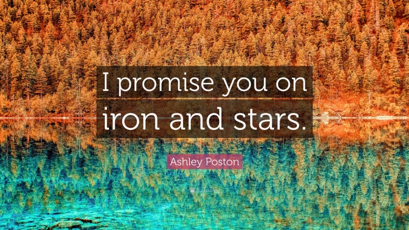 Ashley Poston Quote: “I promise you on iron and stars.”