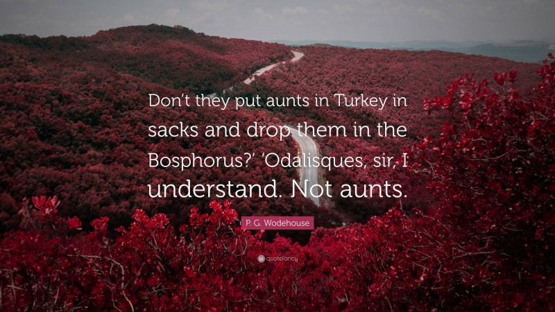 P. G. Wodehouse Quote: “Don’t they put aunts in Turkey in sacks and drop them in the Bosphorus?’ ‘Odalisques, sir, I understand. Not aunts.”