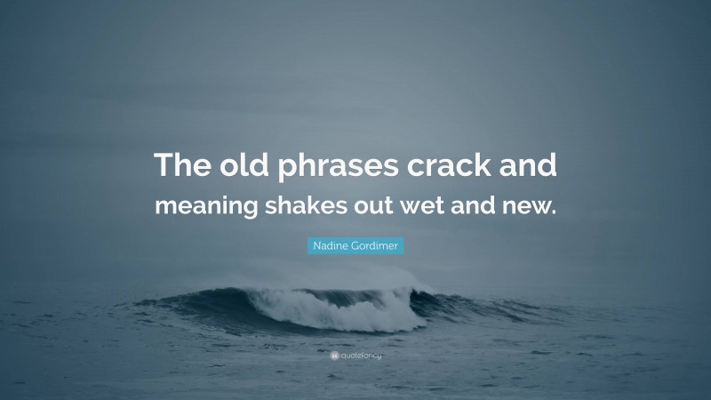 Nadine Gordimer Quote: “The old phrases crack and meaning shakes out wet and new.”