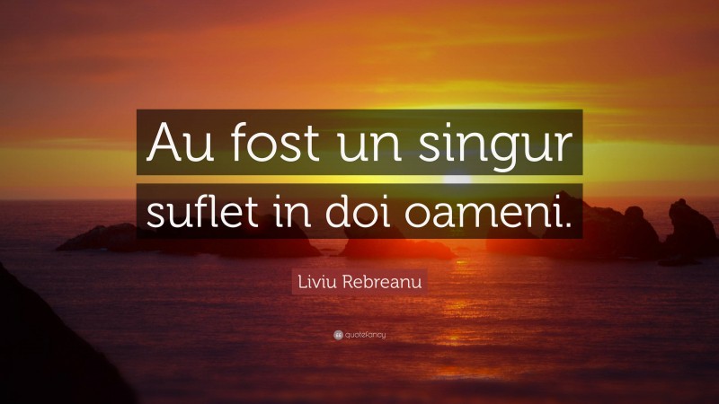 Liviu Rebreanu Quote: “Au fost un singur suflet in doi oameni.”