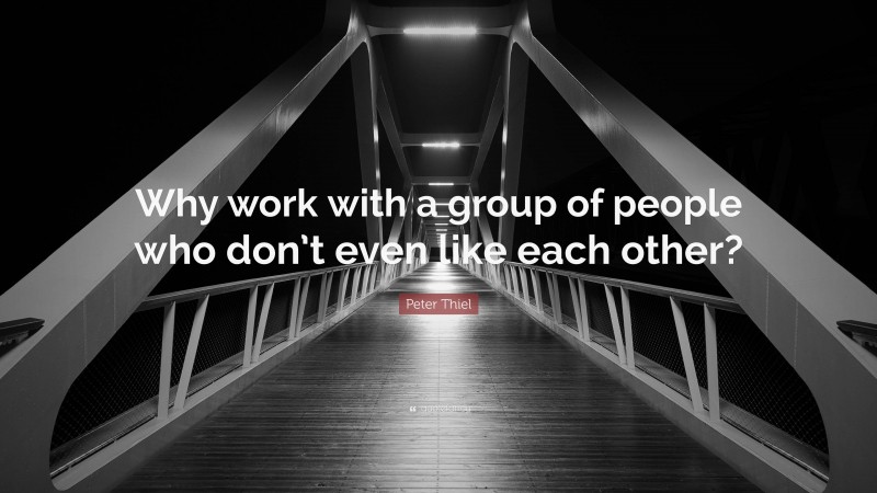 Peter Thiel Quote: “Why work with a group of people who don’t even like each other?”