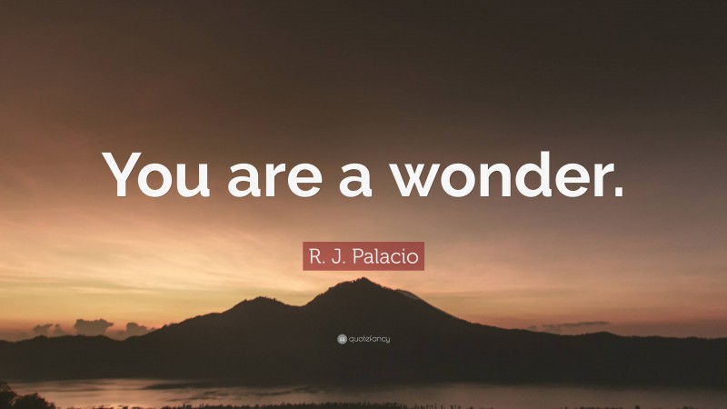 R. J. Palacio Quote: “You are a wonder.”