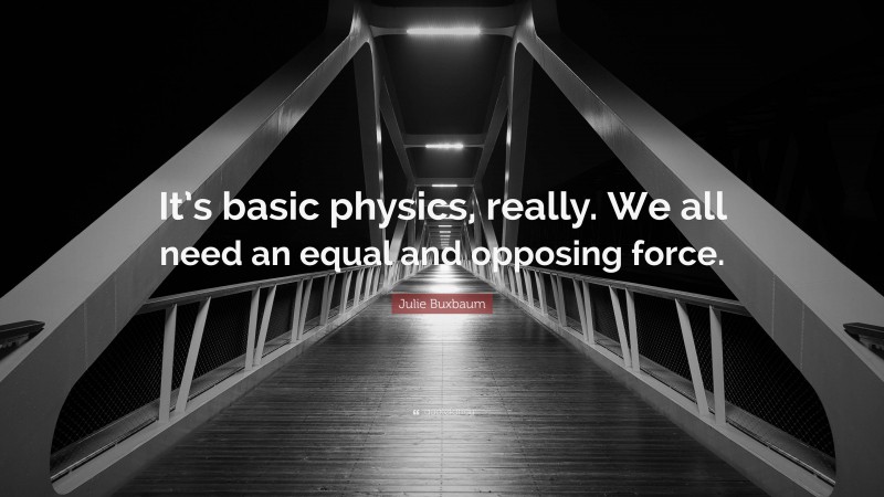 Julie Buxbaum Quote: “It’s basic physics, really. We all need an equal and opposing force.”