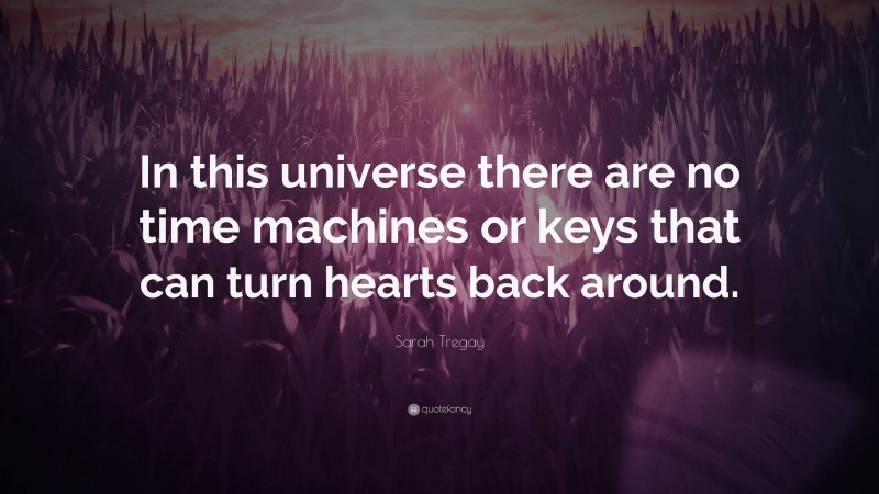 Sarah Tregay Quote: “In this universe there are no time machines or keys that can turn hearts back around.”