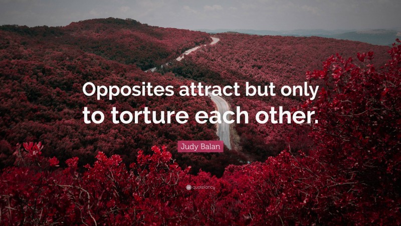 Judy Balan Quote: “Opposites attract but only to torture each other.”