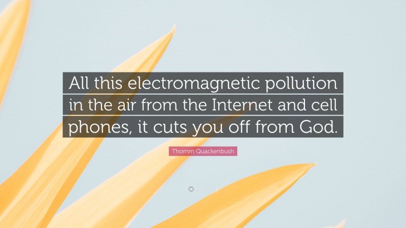 Thomm Quackenbush Quote: “All this electromagnetic pollution in the air from the Internet and cell phones, it cuts you off from God.”
