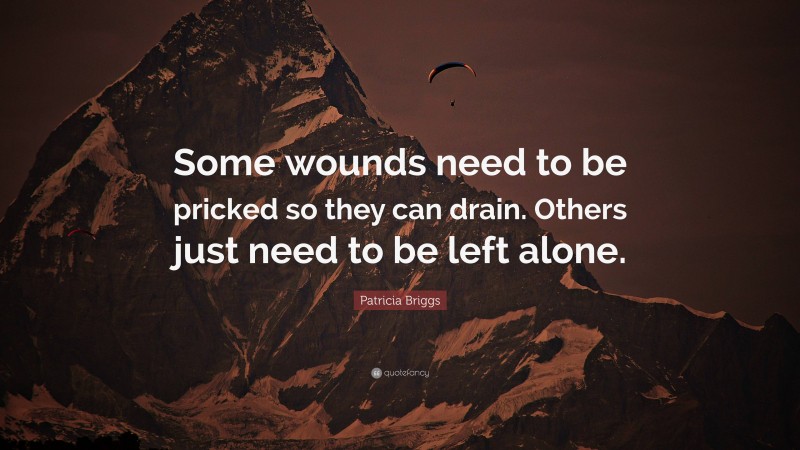 Patricia Briggs Quote: “Some wounds need to be pricked so they can drain. Others just need to be left alone.”