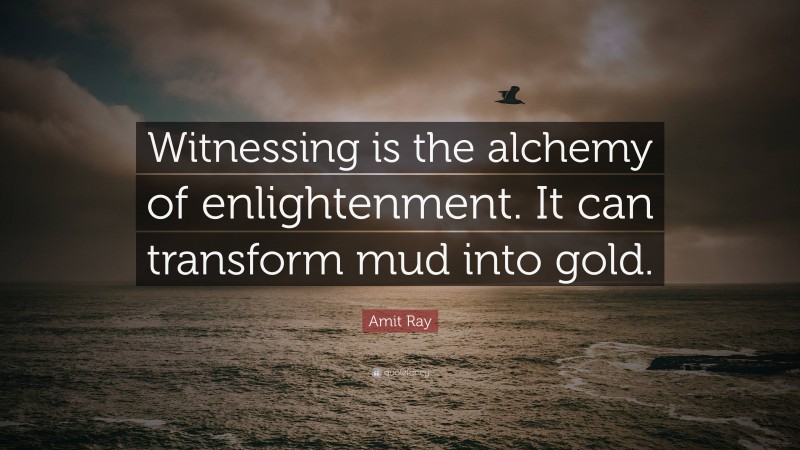 Amit Ray Quote: “Witnessing is the alchemy of enlightenment. It can transform mud into gold.”