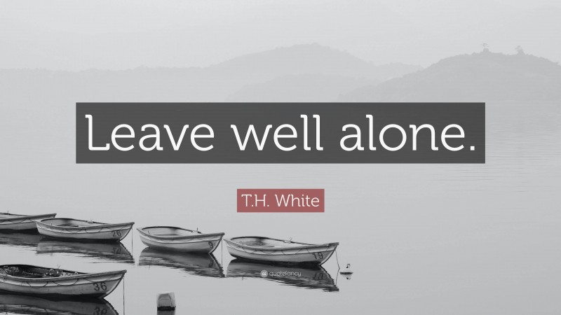 T.H. White Quote: “Leave well alone.”