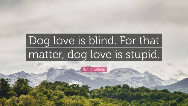 Rob Sheffield Quote: “Dog love is blind. For that matter, dog love is stupid.”