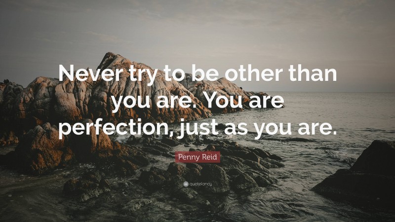 Penny Reid Quote: “Never try to be other than you are. You are perfection, just as you are.”