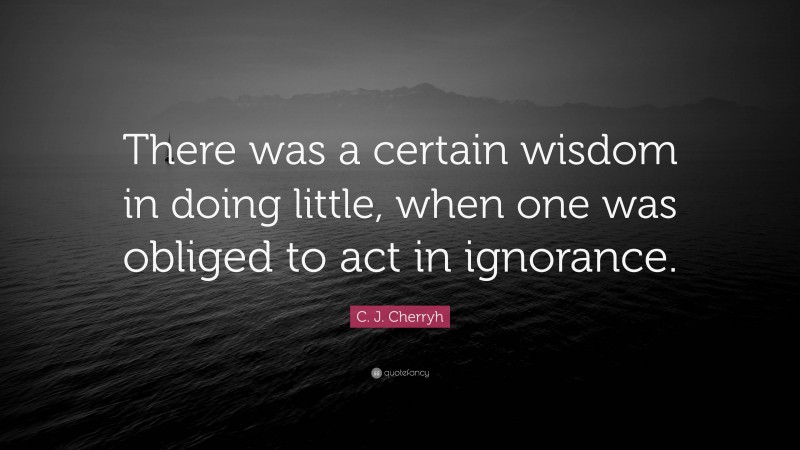 C. J. Cherryh Quote: “There was a certain wisdom in doing little, when one was obliged to act in ignorance.”