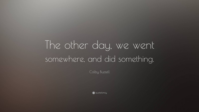Colby Buzzell Quote: “The other day, we went somewhere, and did something.”