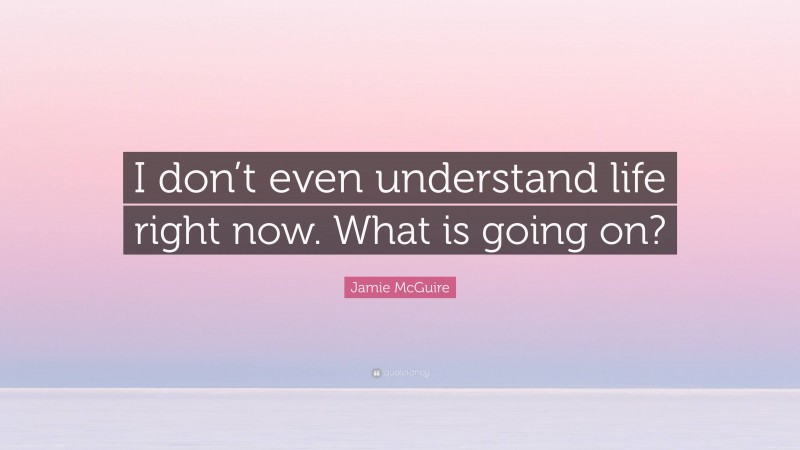 Jamie McGuire Quote: “I don’t even understand life right now. What is going on?”