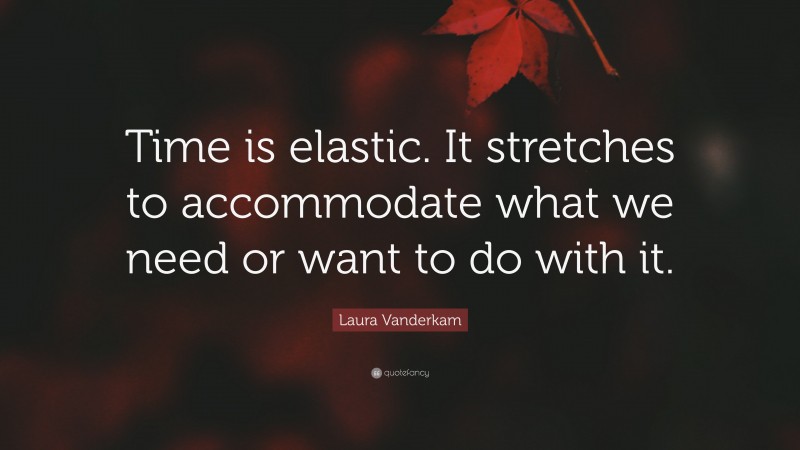 Laura Vanderkam Quote: “Time is elastic. It stretches to accommodate what we need or want to do with it.”