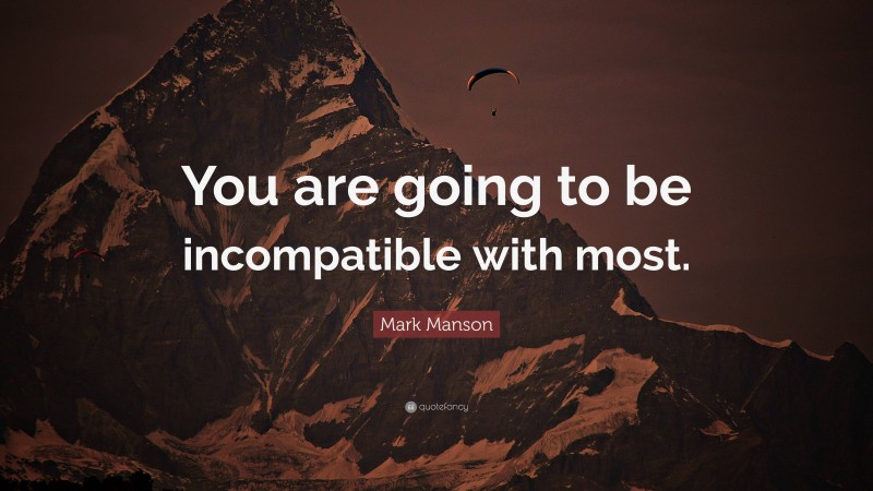 Mark Manson Quote: “You are going to be incompatible with most.”