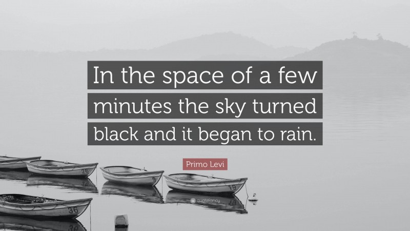Primo Levi Quote: “In the space of a few minutes the sky turned black and it began to rain.”