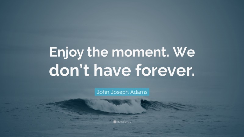 John Joseph Adams Quote: “Enjoy the moment. We don’t have forever.”
