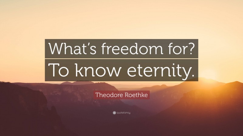 Theodore Roethke Quote: “What’s freedom for? To know eternity.”