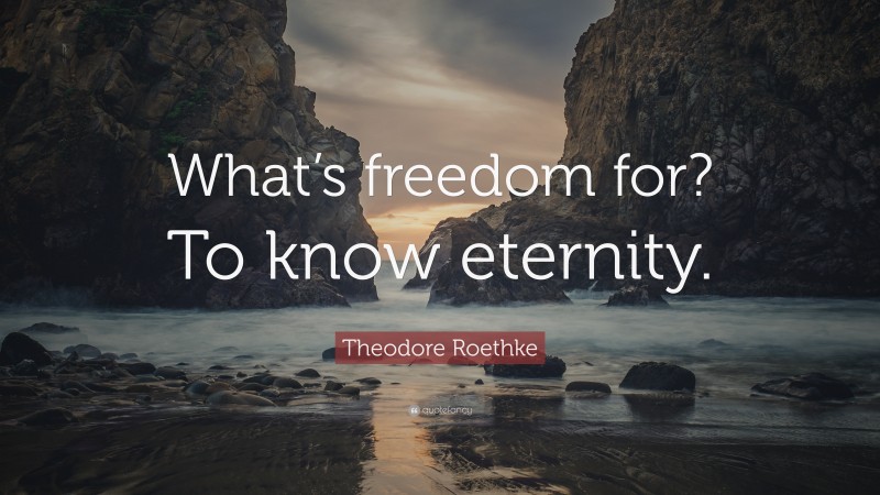Theodore Roethke Quote: “What’s freedom for? To know eternity.”