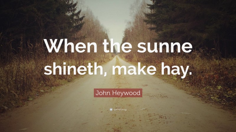 John Heywood Quote: “When the sunne shineth, make hay.”