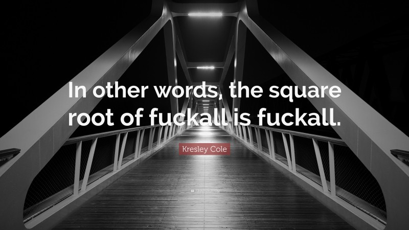 Kresley Cole Quote: “In other words, the square root of fuckall is fuckall.”