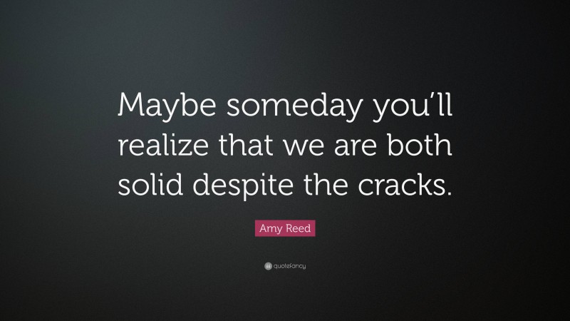 Amy Reed Quote: “Maybe someday you’ll realize that we are both solid despite the cracks.”