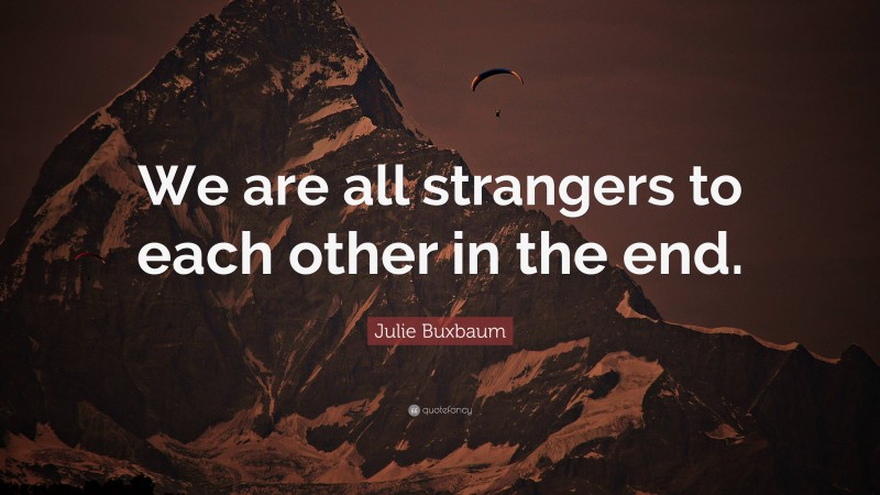 Julie Buxbaum Quote: “We are all strangers to each other in the end.”
