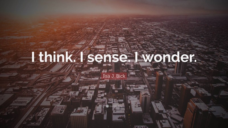 Ilsa J. Bick Quote: “I think. I sense. I wonder.”