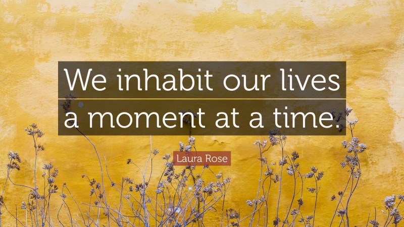 Laura Rose Quote: “We inhabit our lives a moment at a time.”