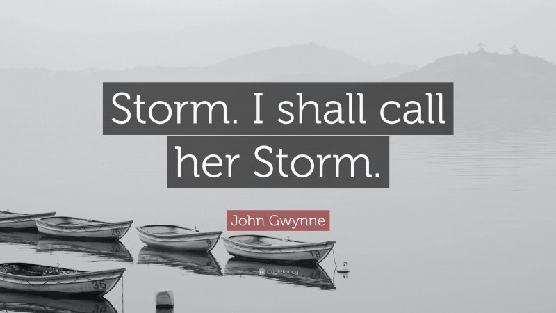 John Gwynne Quote: “Storm. I shall call her Storm.”