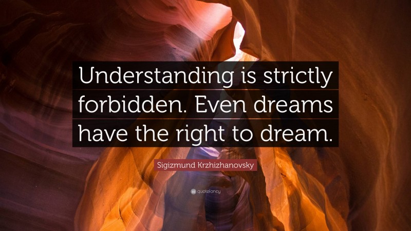 Sigizmund Krzhizhanovsky Quote: “Understanding is strictly forbidden. Even dreams have the right to dream.”