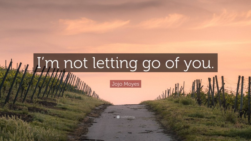 Jojo Moyes Quote: “I’m not letting go of you.”