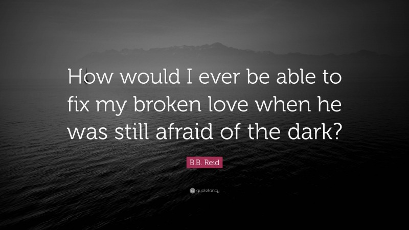 B.B. Reid Quote: “How would I ever be able to fix my broken love when he was still afraid of the dark?”