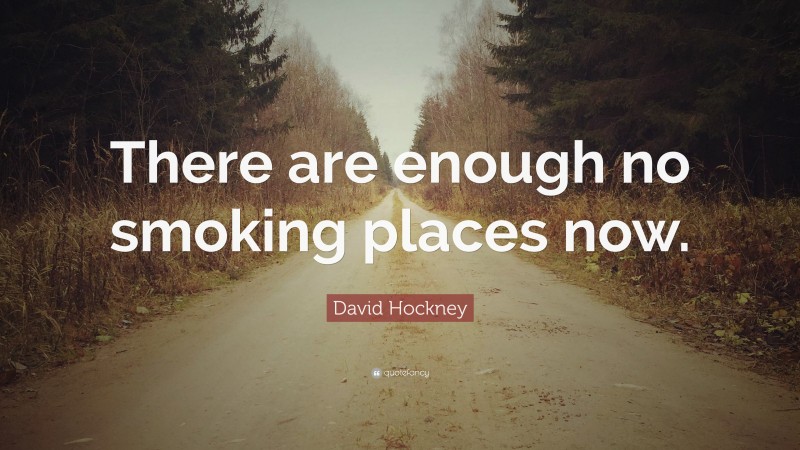 David Hockney Quote: “There are enough no smoking places now.”