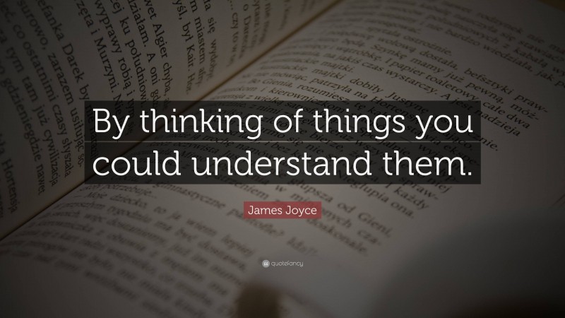 James Joyce Quote: “By thinking of things you could understand them.”