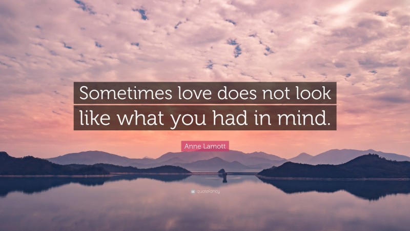 Anne Lamott Quote: “Sometimes love does not look like what you had in mind.”